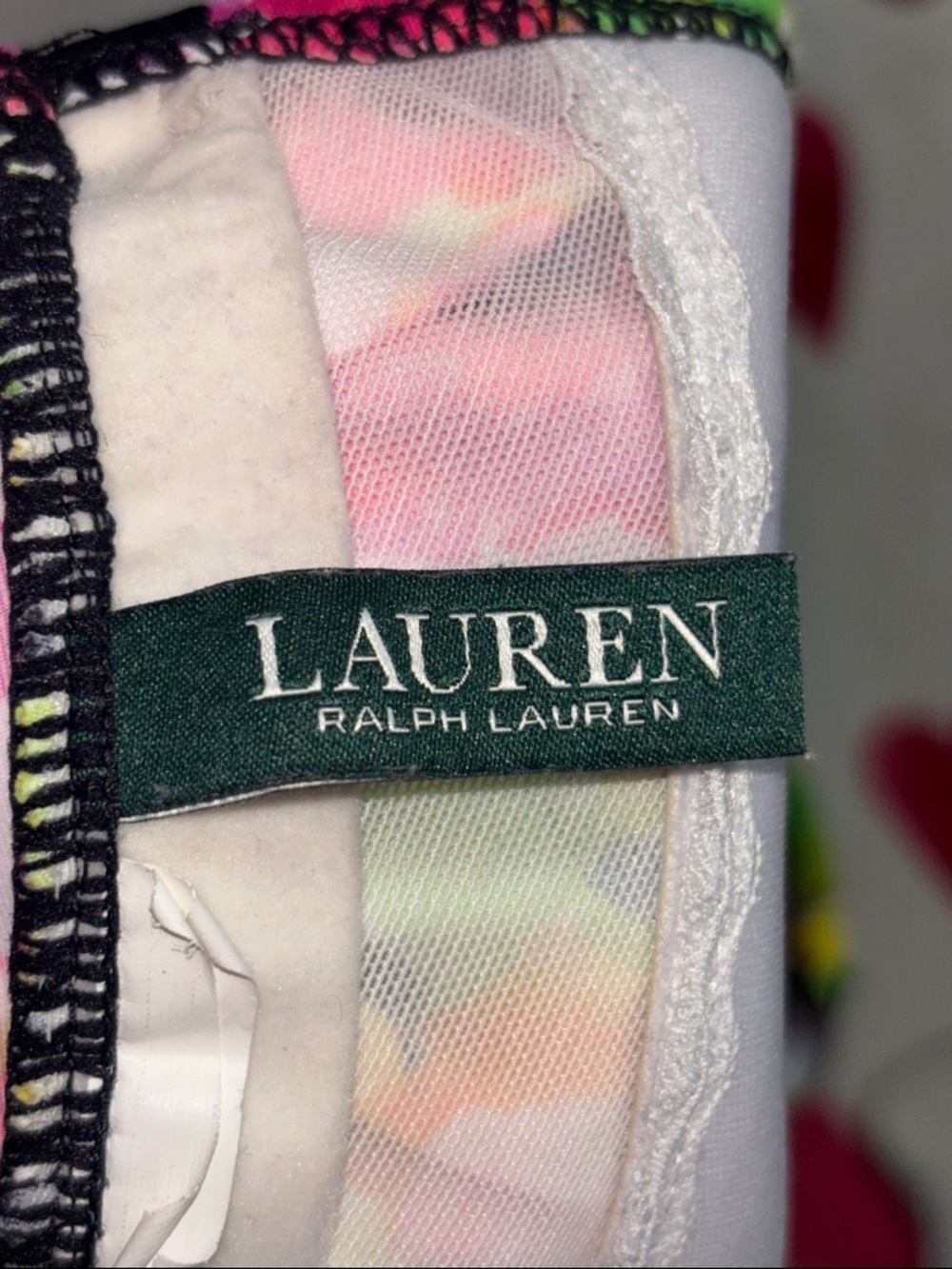 Ralph Lauren Halter Tankini Top, black floral, Pink, Yellow & Green, XL - Picture 6 of 6